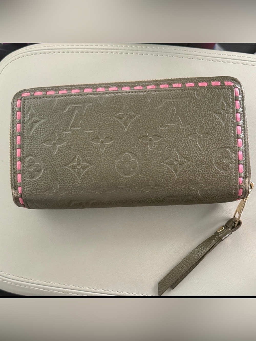 Louis Vuitton Monogram Empreinte Stitch Leather Zipper Wallet